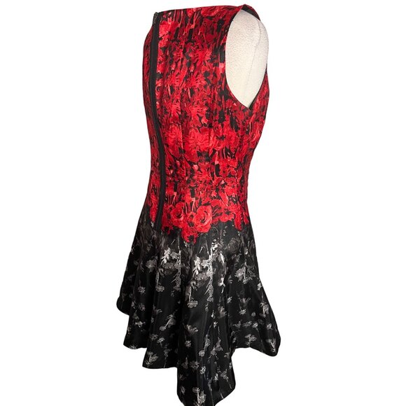 CB established 1962 size 12 fit n flare dress red black midi  party Fun - Picture 5 of 12